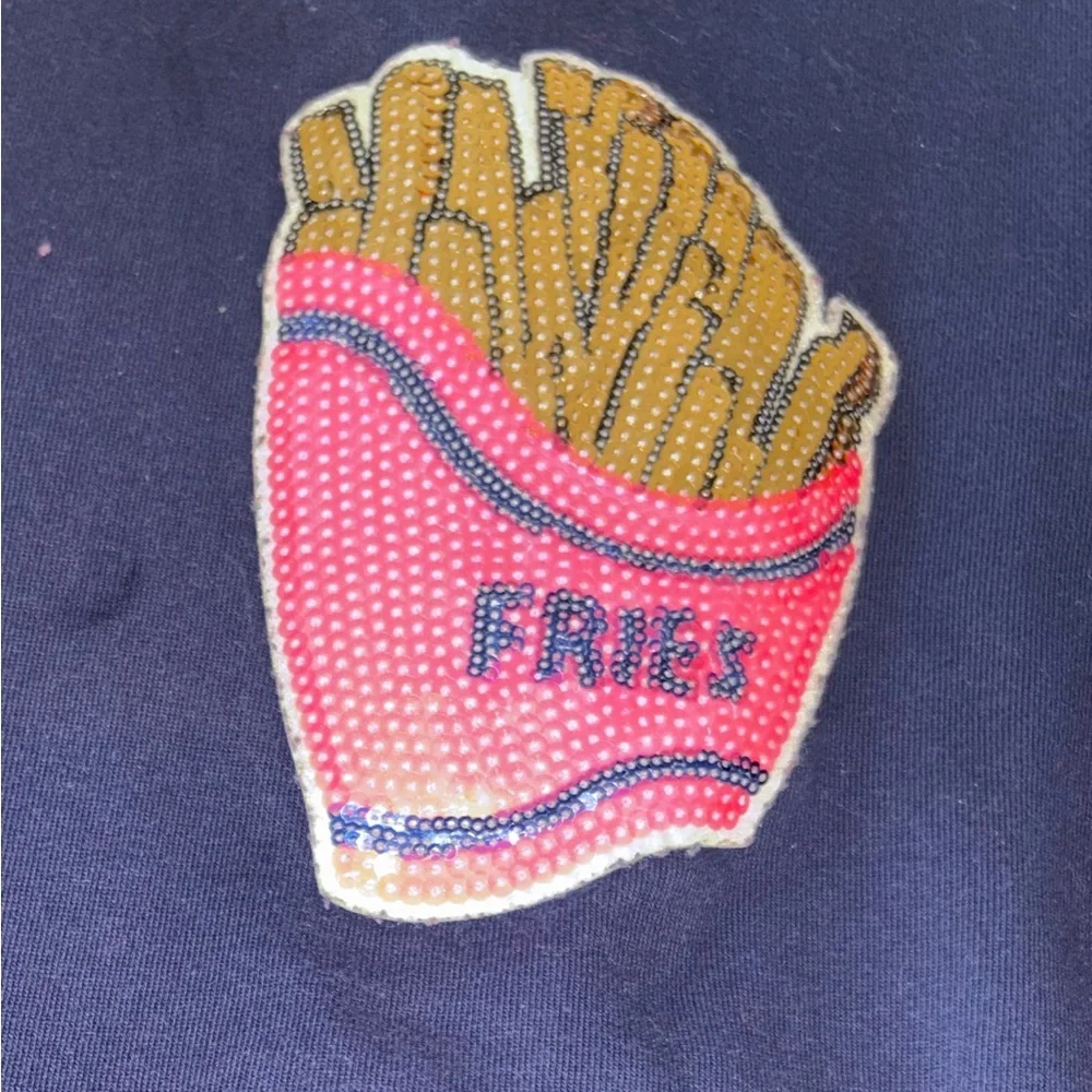 Navy Kids Sweatshirt with Fries Patch